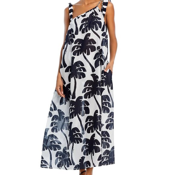 FARM Rio Dresses & Skirts - FARM RIO ~ Coconut Tree Print Cotton Maxi Swim Cover-Up Oversized